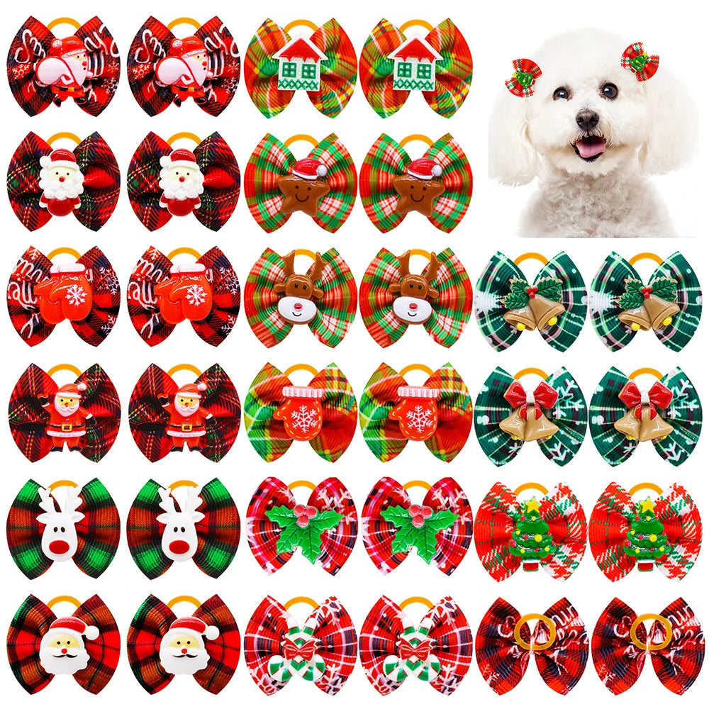 Maison Paw Winter Holiday Pet Hair Bows (10/20/30 pcs)