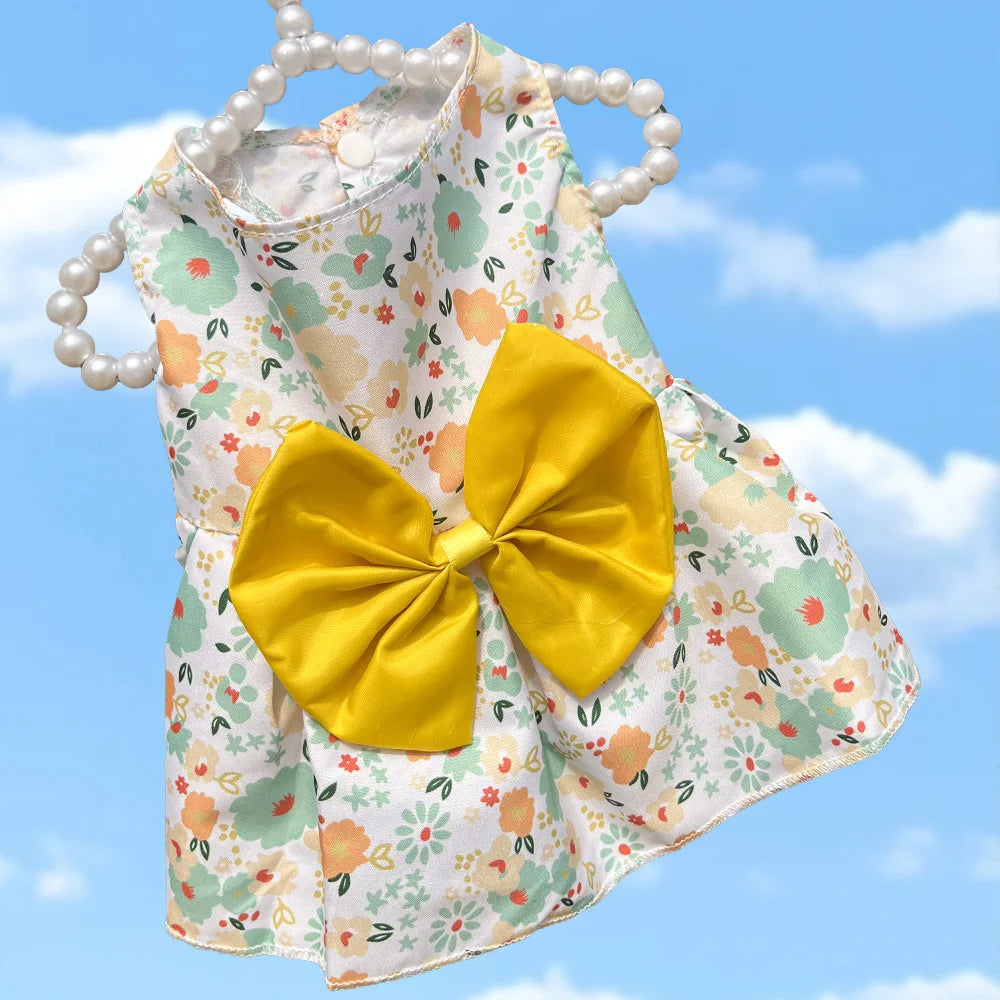 Maison Paw BloomBow™ Summer Pet Dress – Princess Lace Outfit for Small Dogs & Cats