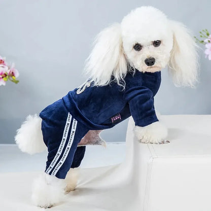 Maison Paw VelvetDream™ Winter Pet Jumpsuit – Soft Fleece Hoodie for Small Dogs & Cats