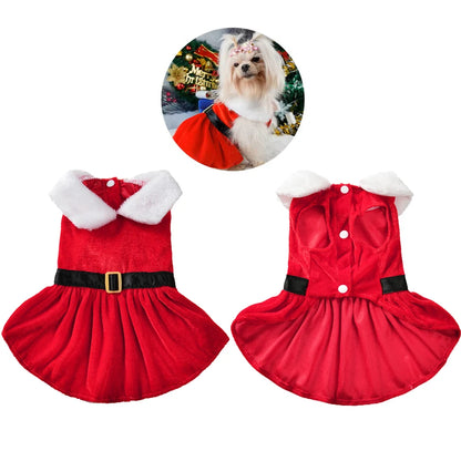 Maison Paw HollyPrincess™ Christmas Pet Dress – Red Holiday Outfit for Small Dogs & Cats
