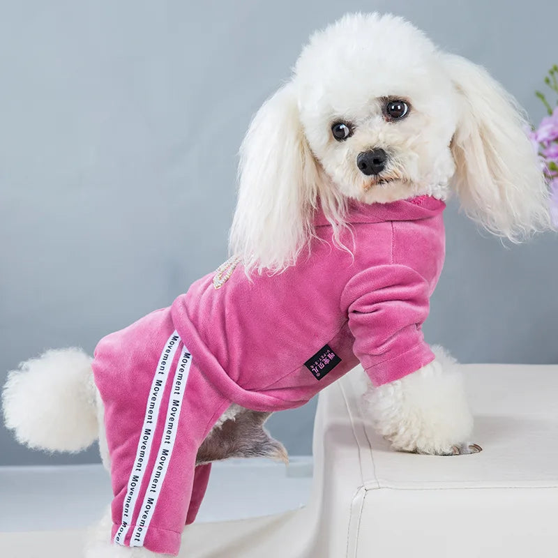 Maison Paw VelvetDream™ Winter Pet Jumpsuit – Soft Fleece Hoodie for Small Dogs & Cats