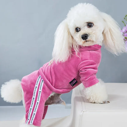 Maison Paw VelvetDream™ Winter Pet Jumpsuit – Soft Fleece Hoodie for Small Dogs & Cats