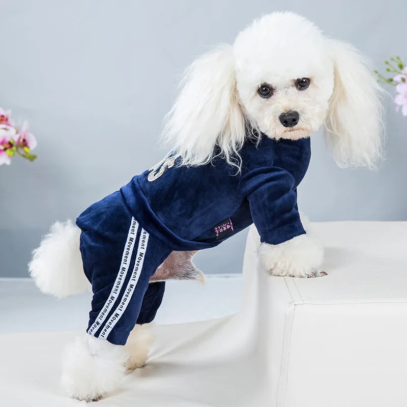 Maison Paw VelvetDream™ Winter Pet Jumpsuit – Soft Fleece Hoodie for Small Dogs & Cats