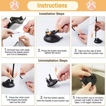 Maison Paw SkyChase™ Cat Teaser Wand – Feather Toy with Bell & Suction Base