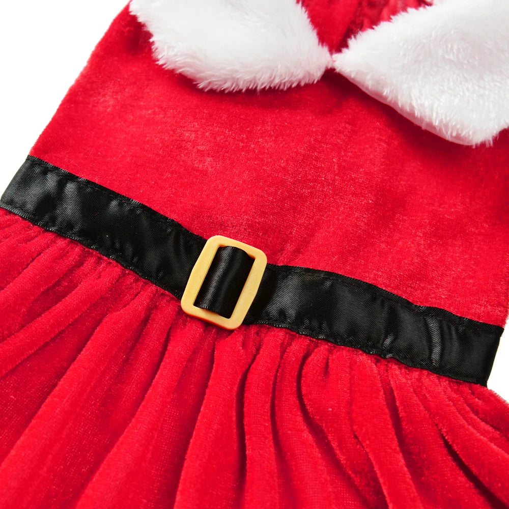 Maison Paw HollyPrincess™ Christmas Pet Dress – Red Holiday Outfit for Small Dogs & Cats