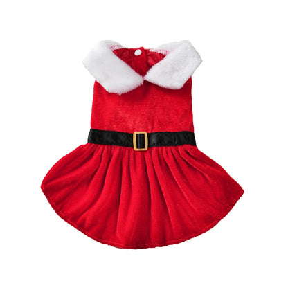 Maison Paw HollyPrincess™ Christmas Pet Dress – Red Holiday Outfit for Small Dogs & Cats