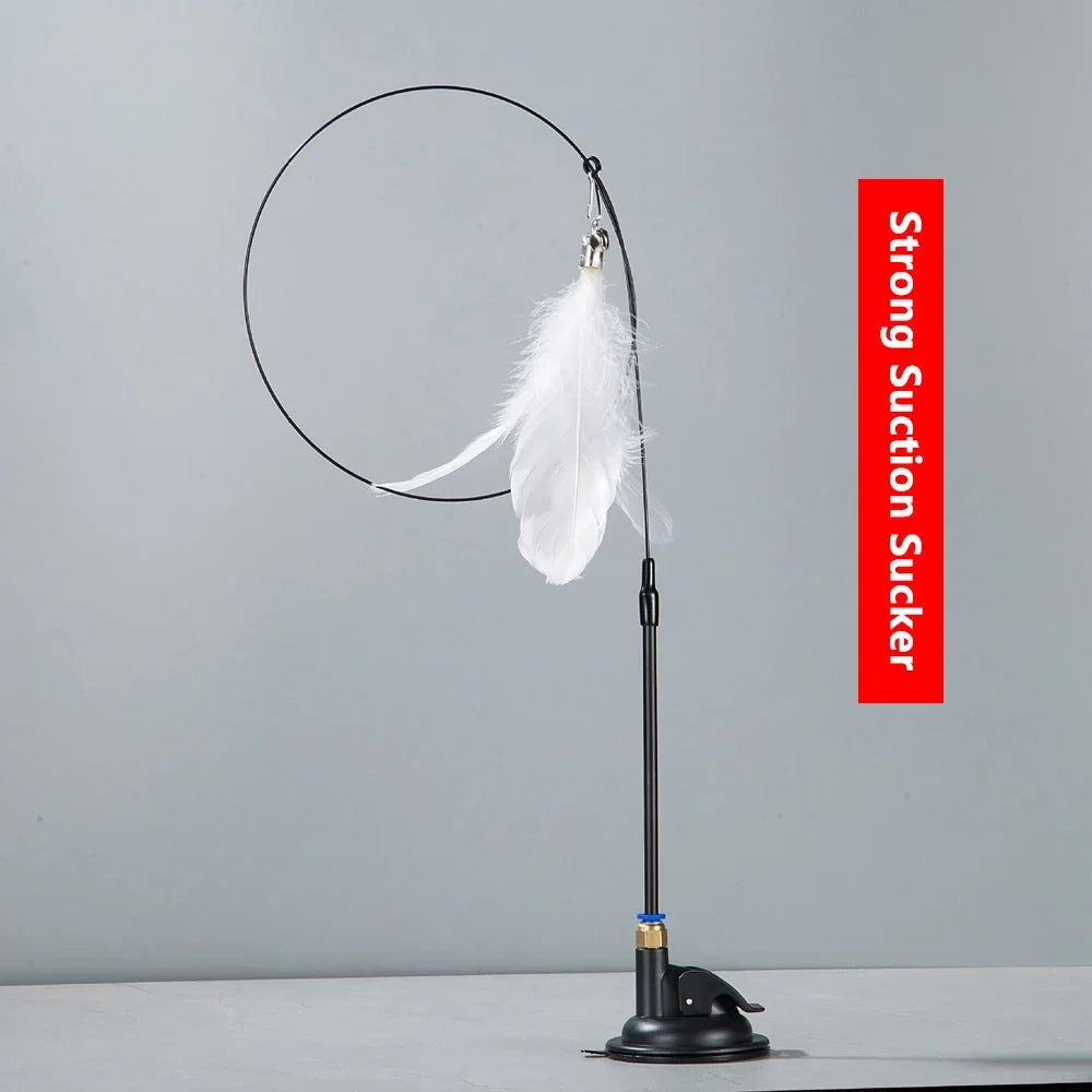 Maison Paw SkyChase™ Cat Teaser Wand – Feather Toy with Bell & Suction Base