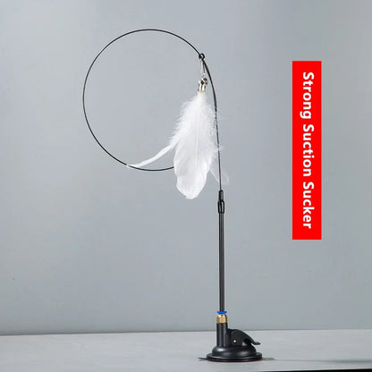 Maison Paw SkyChase™ Cat Teaser Wand – Feather Toy with Bell & Suction Base