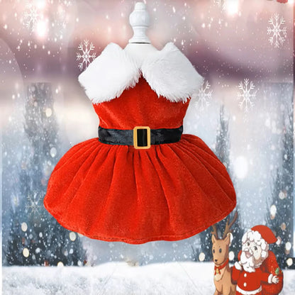 Maison Paw HollyPrincess™ Christmas Pet Dress – Red Holiday Outfit for Small Dogs & Cats