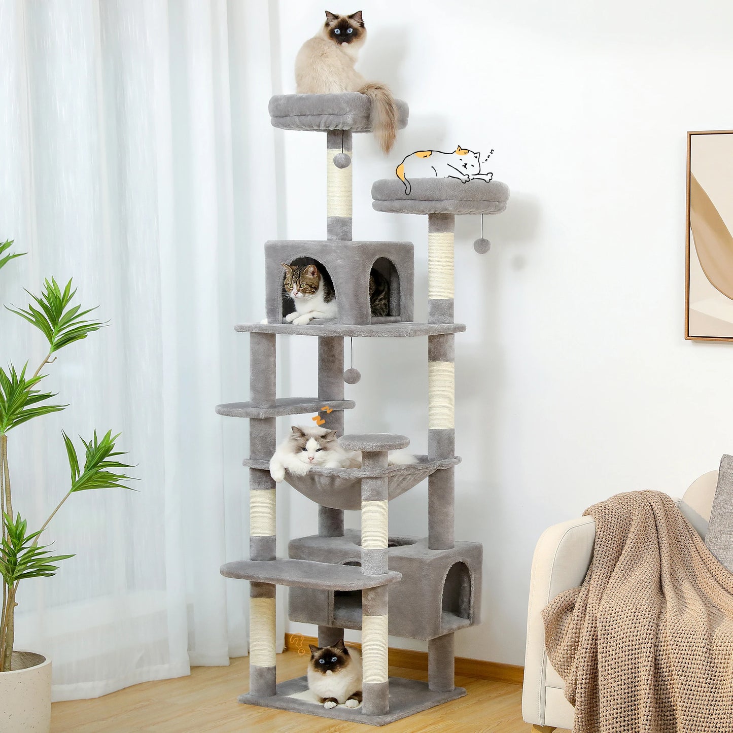 Maison Paw GrandPurr™ Luxury Cat Tree & Tower – Multi-Level Indoor Playground