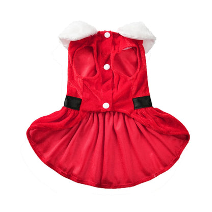 Maison Paw HollyPrincess™ Christmas Pet Dress – Red Holiday Outfit for Small Dogs & Cats