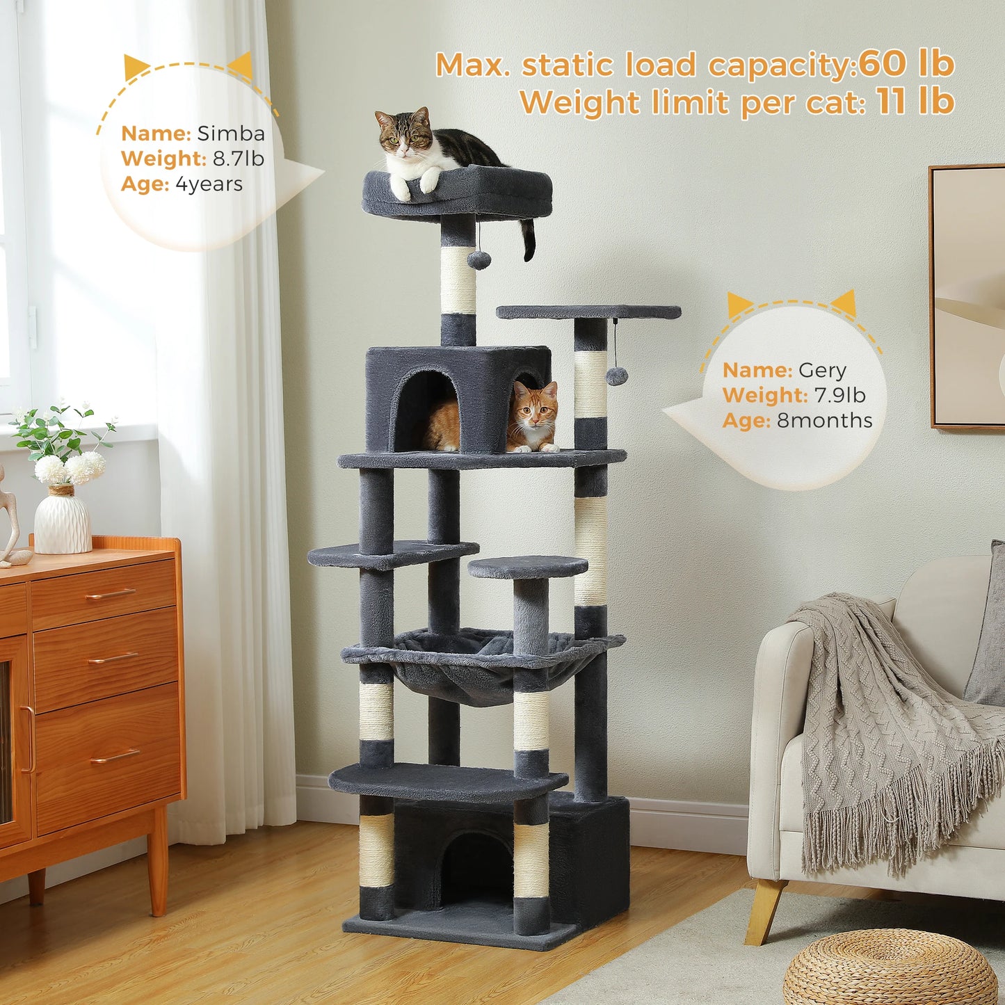 Maison Paw GrandPurr™ Luxury Cat Tree & Tower – Multi-Level Indoor Playground