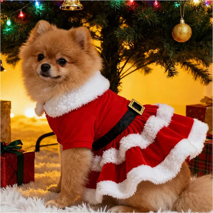 Maison Paw SantaPaws™ Christmas Pet Dress – Festive Holiday Outfit for Dogs & Cats