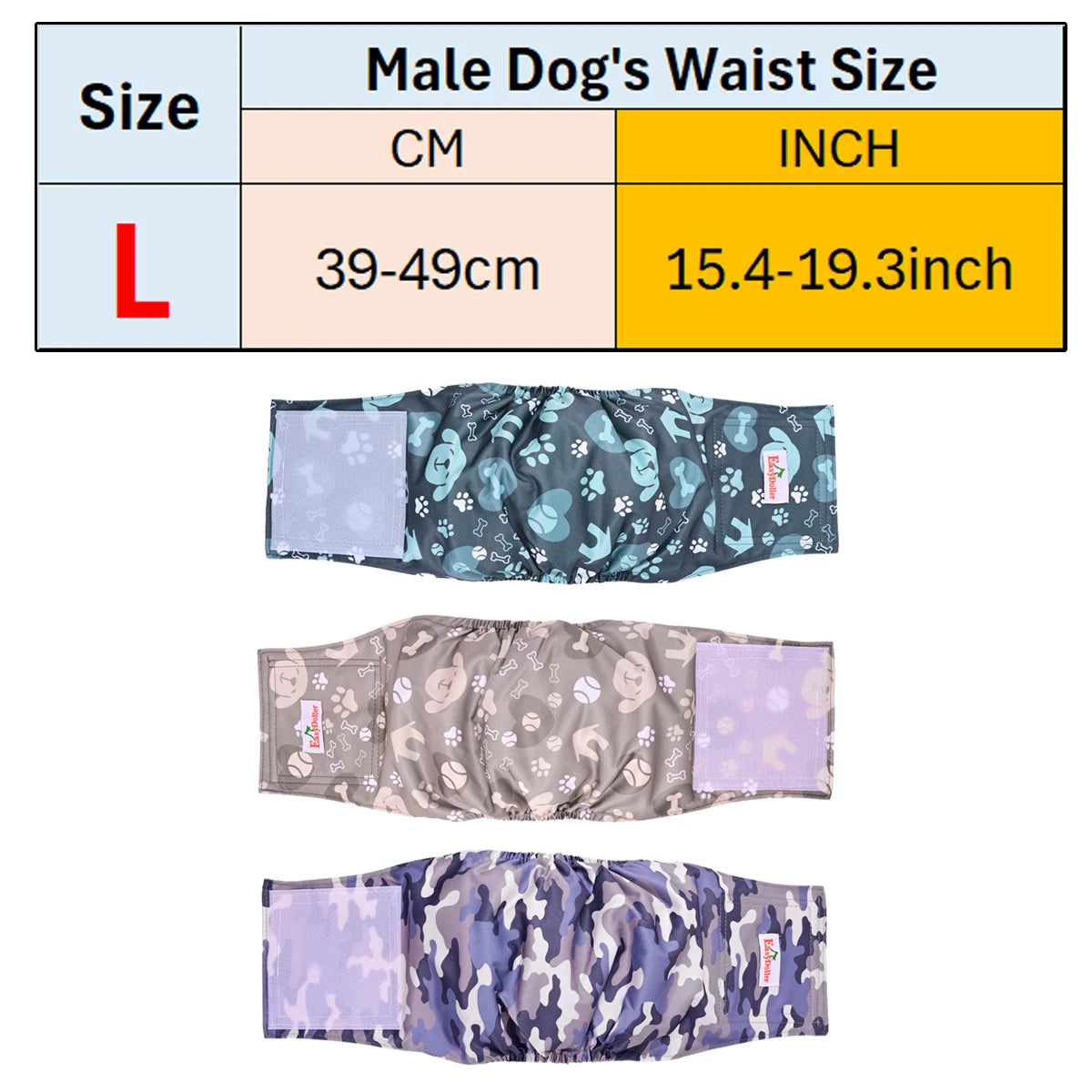Maison Paw Reusable Male Dog Diapers (3-Pack)