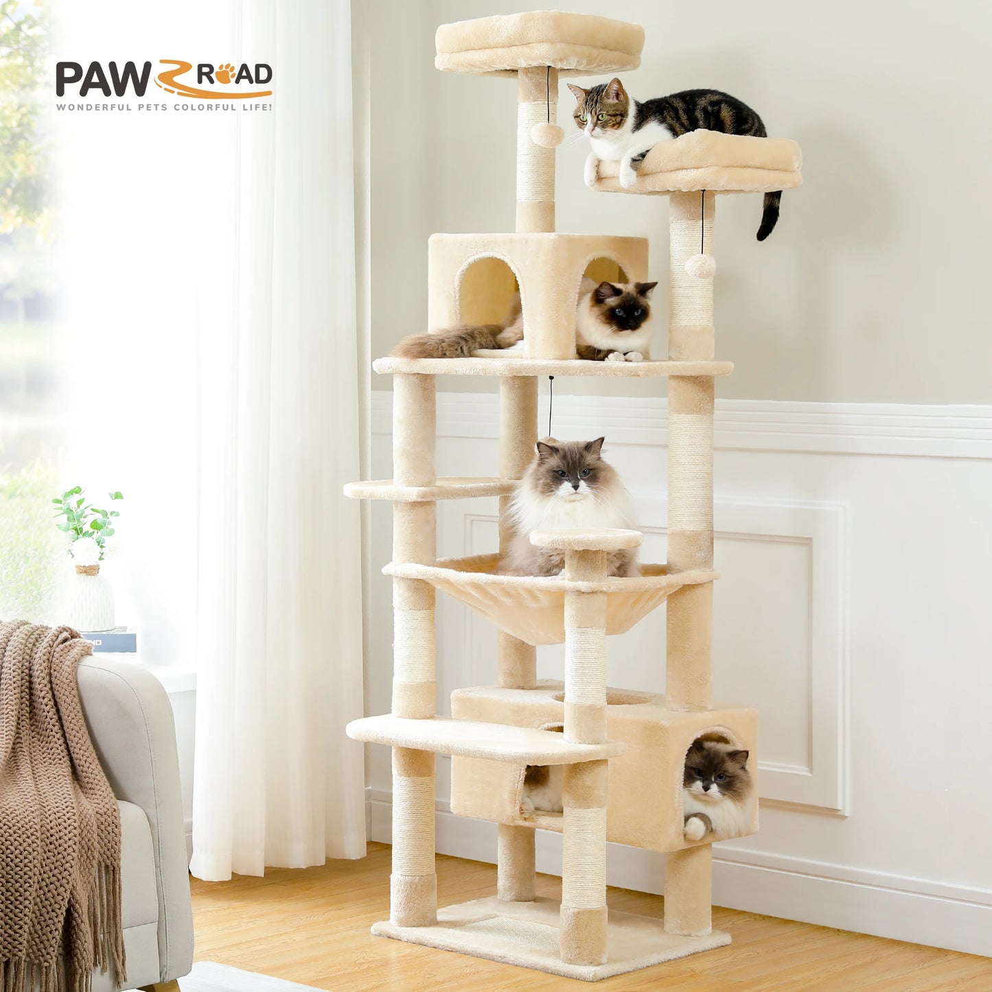 Maison Paw GrandPurr™ Luxury Cat Tree & Tower – Multi-Level Indoor Playground
