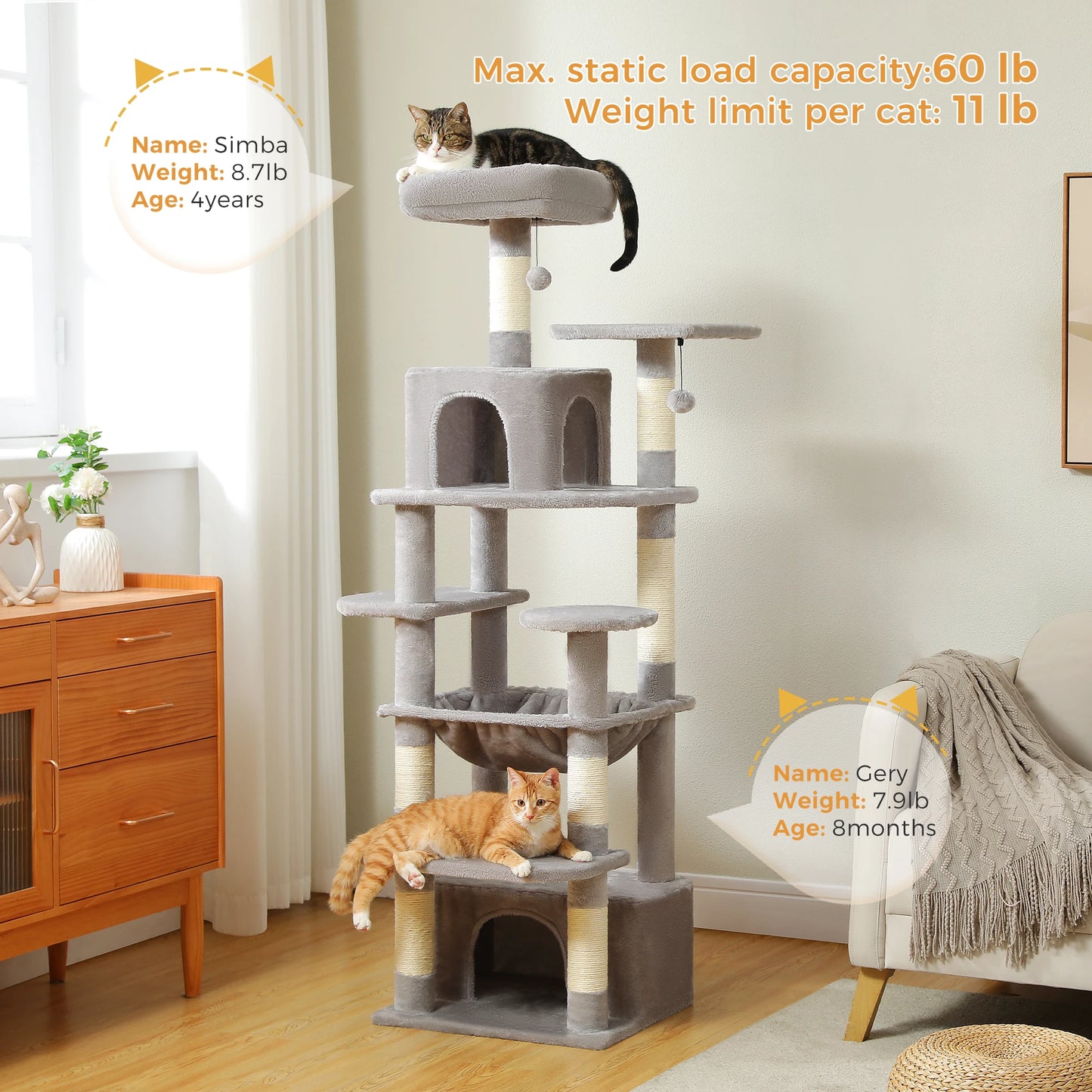 Maison Paw GrandPurr™ Luxury Cat Tree & Tower – Multi-Level Indoor Playground