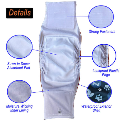 Maison Paw Reusable Male Dog Diapers (3-Pack)