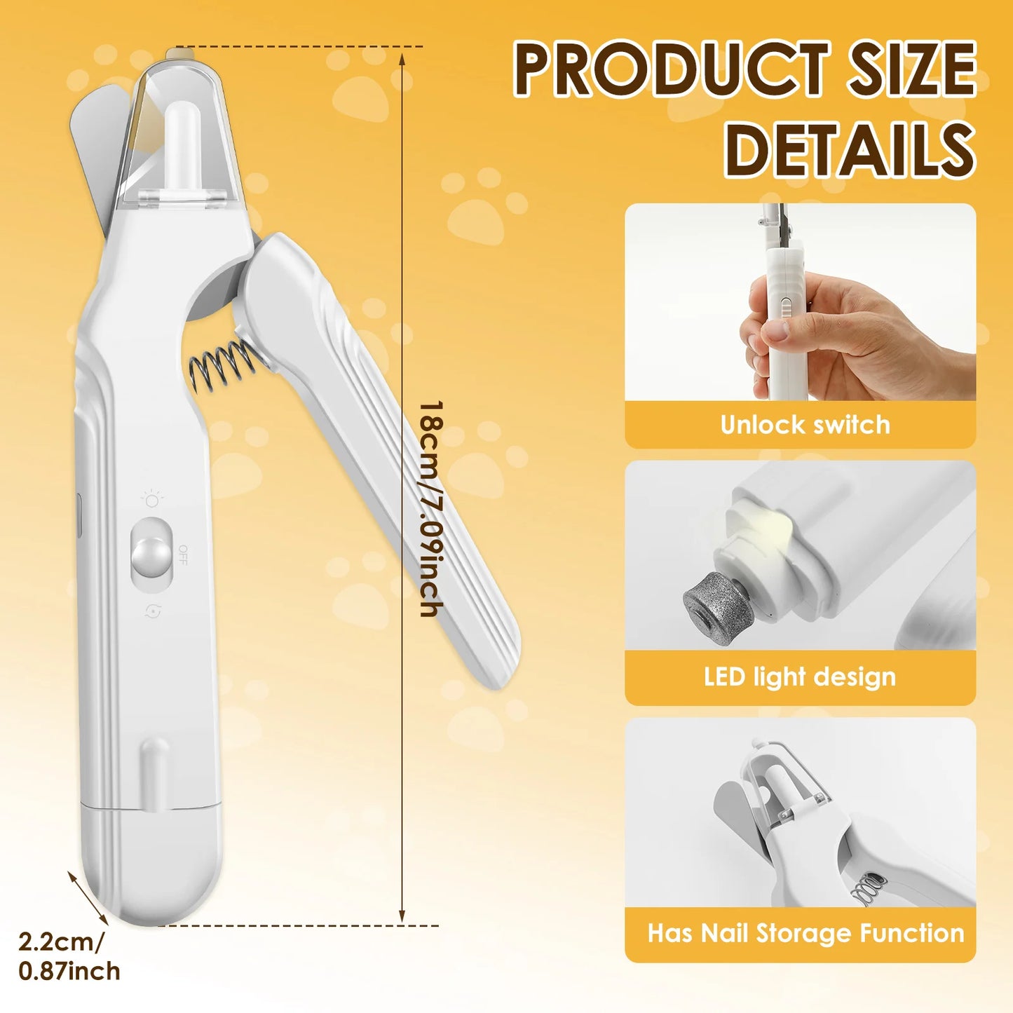 Maison Paw GroomEase™ 2-in-1 Pet Nail Grinder & Clipper with LED Light