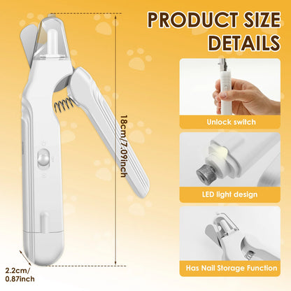 Maison Paw GroomEase™ 2-in-1 Pet Nail Grinder & Clipper with LED Light