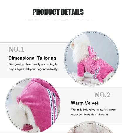 Maison Paw VelvetDream™ Winter Pet Jumpsuit – Soft Fleece Hoodie for Small Dogs & Cats